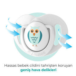 Mamajoo Ortodontik Damaklı Emzik, Beyaz Baykuş, 0+ Ay, Emzik Saklama Kutusu, 1 Adet - 5