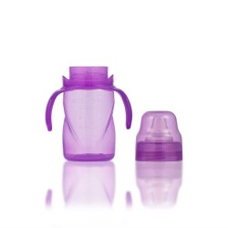 Mamajoo Yumuşak Uçlu Damlatmaz Eğitici Bardak 270ml /Mor - 3