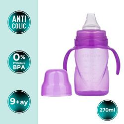 Mamajoo Yumuşak Uçlu Damlatmaz Eğitici Bardak 270ml /Mor - 8