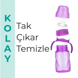 Mamajoo Yumuşak Uçlu Damlatmaz Eğitici Bardak 270ml /Mor - 12